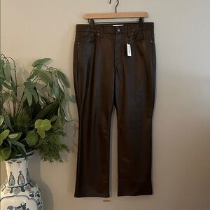 NWT- Old Navy High-Rise Faux Leather Pants - Dark Brown